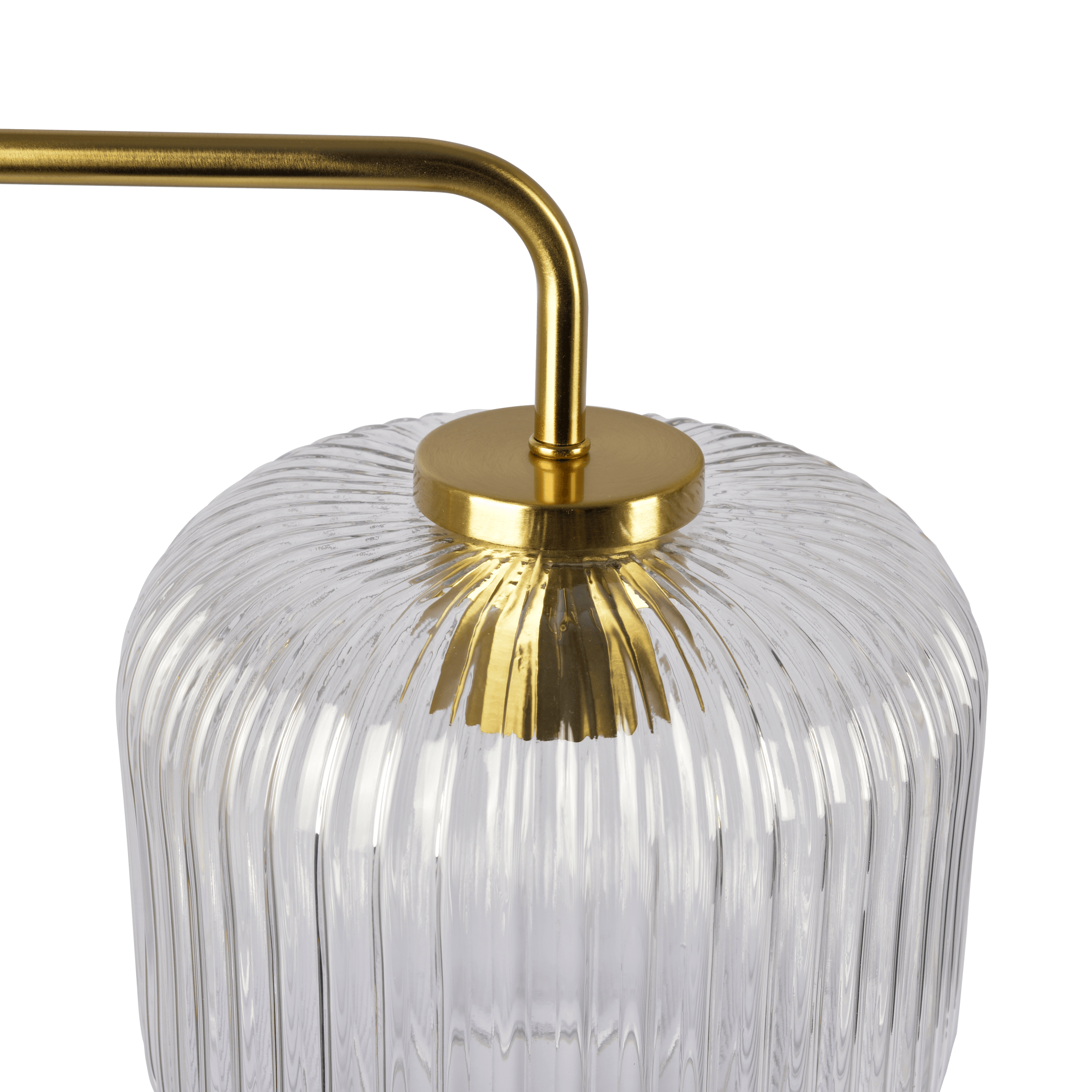 Haven Clear Glass Table Lamp, Gold Brush Metal and Marble Base, Button Control.