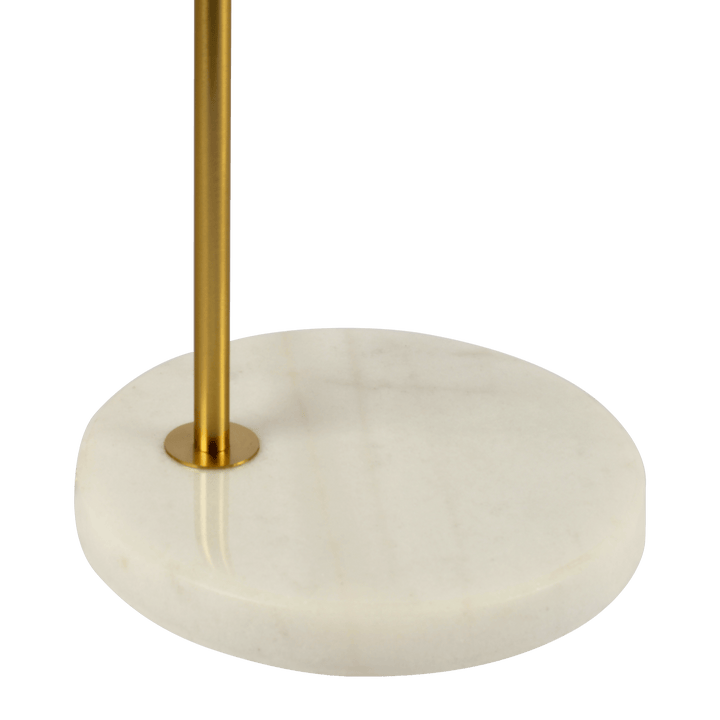 Haven Clear Glass Table Lamp, Gold Brush Metal and Marble Base, Button Control.