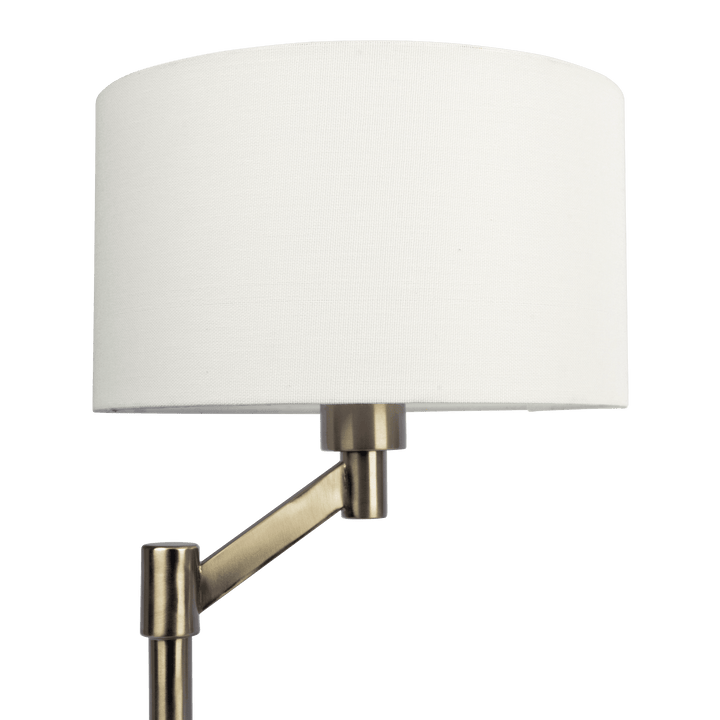 Horizon Brushed Nickel Table Lamp with On/Off Switch Curved Metal Base Linen Shade.