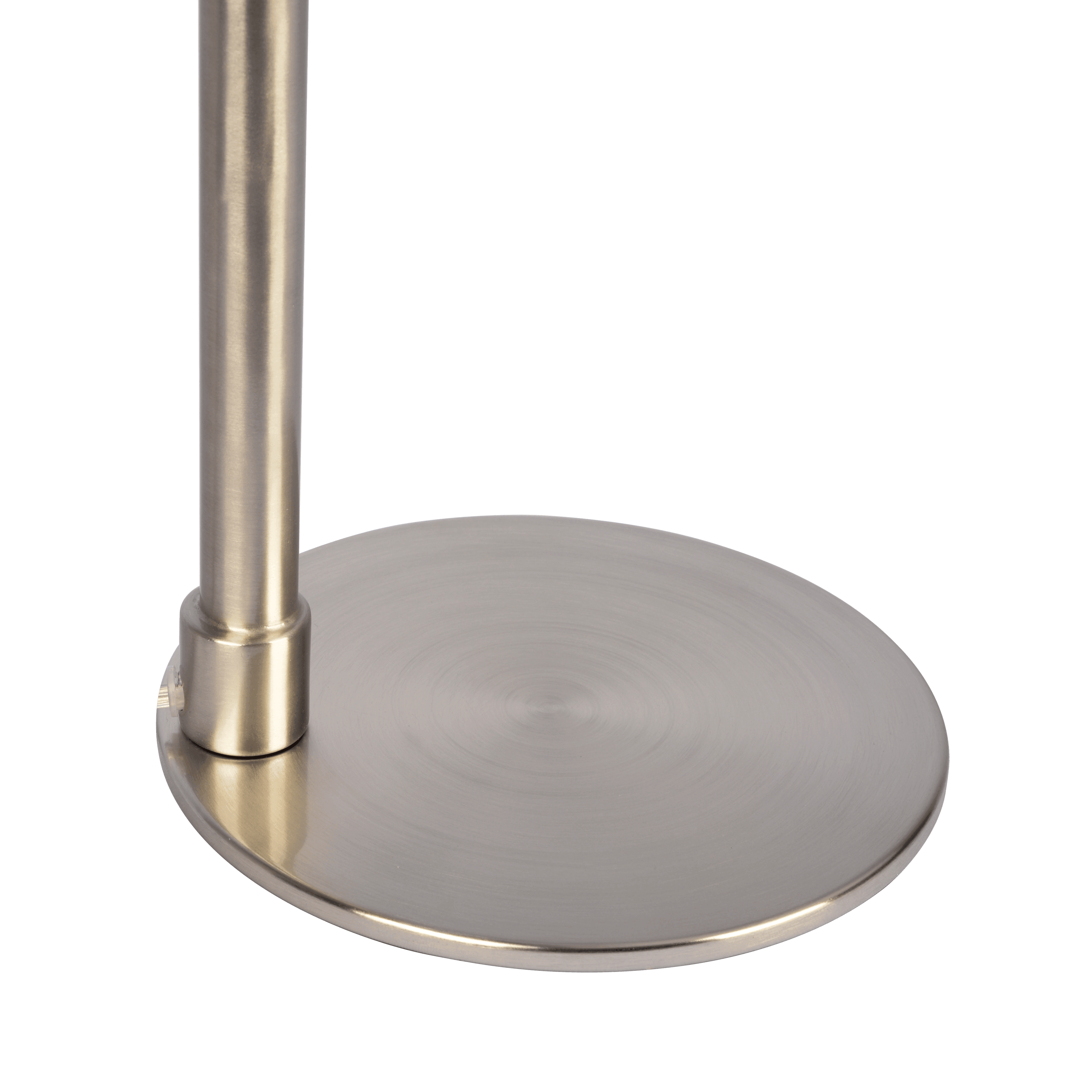 Horizon Brushed Nickel Table Lamp with On/Off Switch Curved Metal Base Linen Shade.