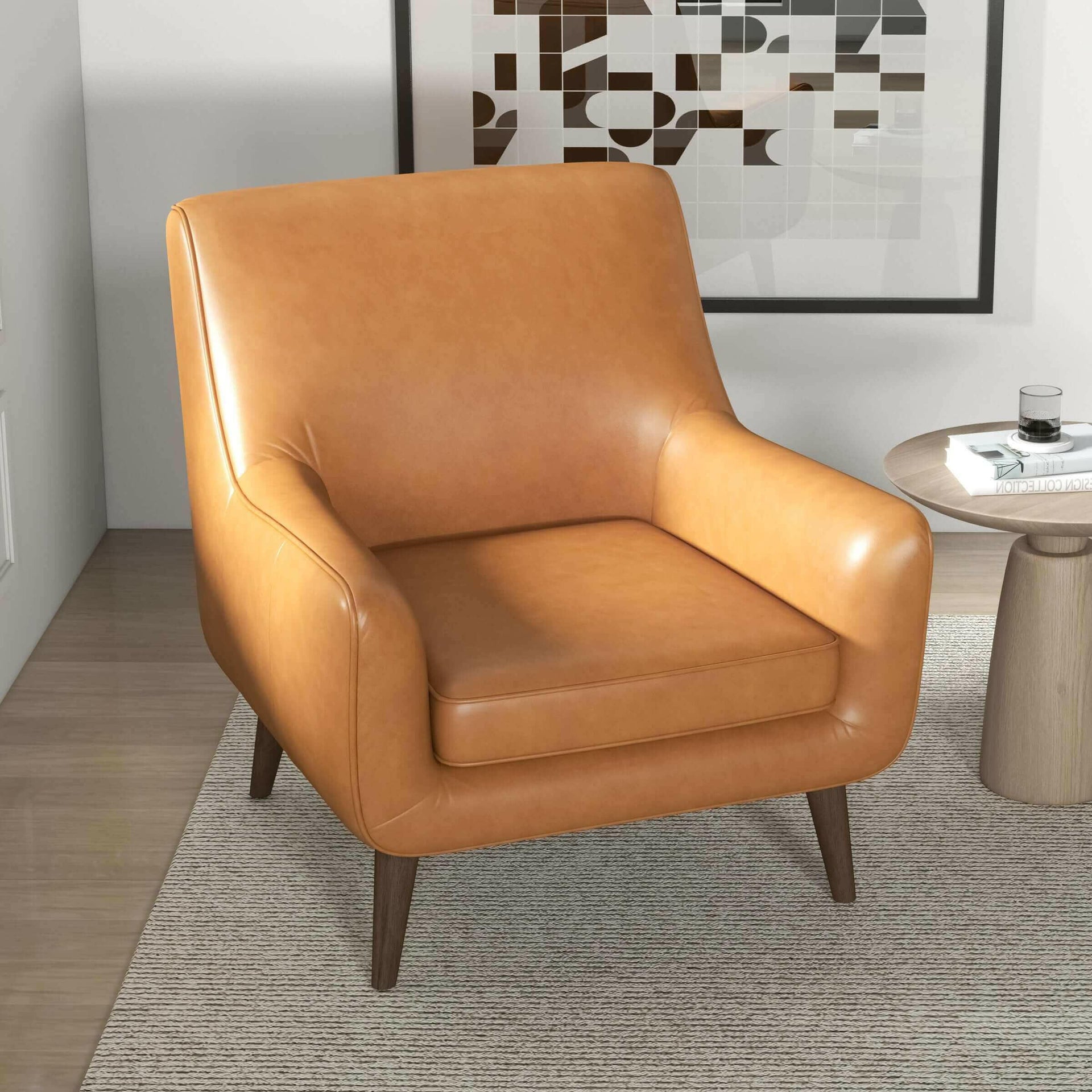 Alex Tan Leather Lounge Chair.