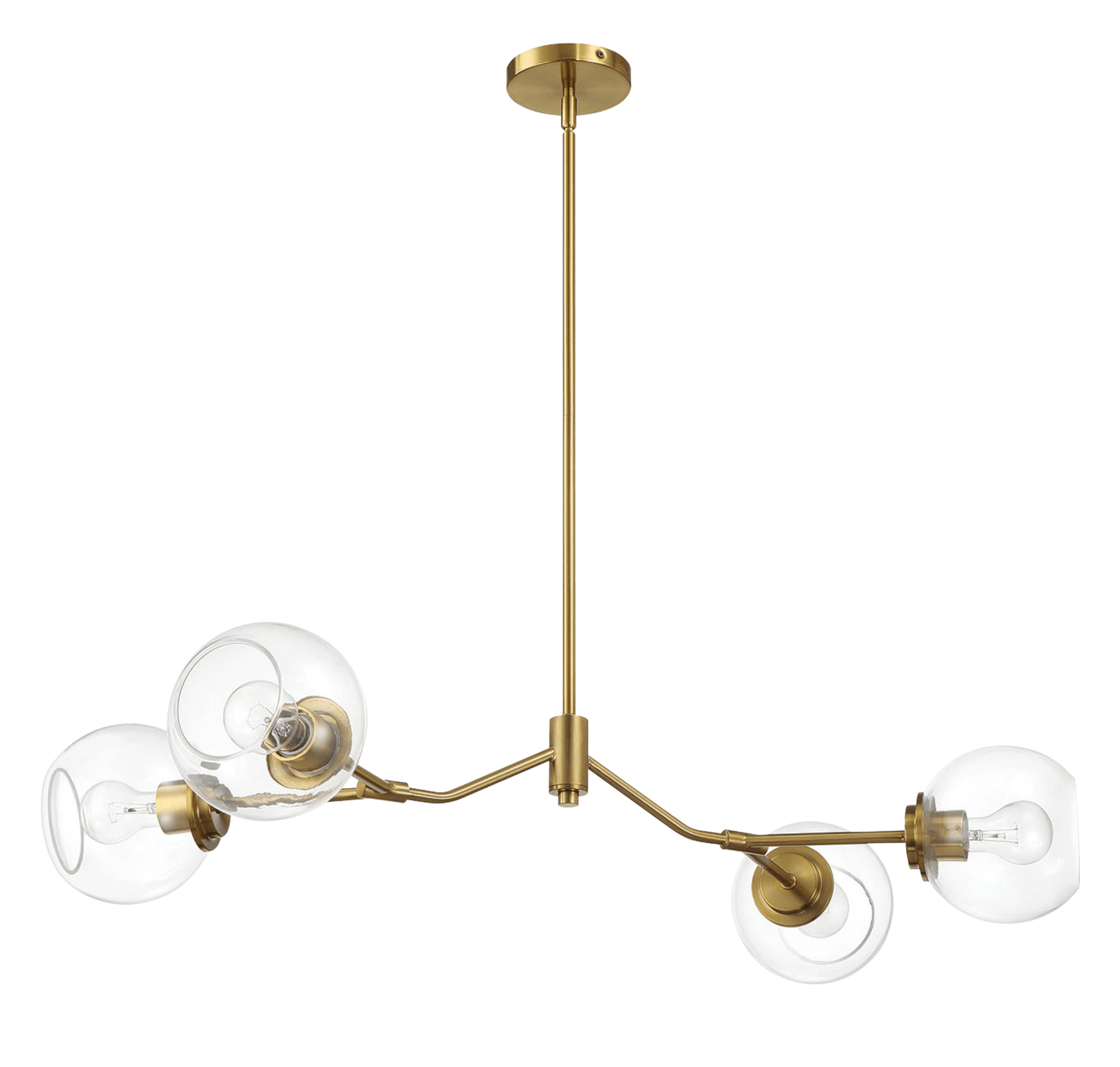 Jewel Four Lights Modern Farmhouse Chandelier Ceiling Hanging Light Fixture For Kitchen Island Dining Room 36"L × 20"W × 7.25"H with Clear Glass.