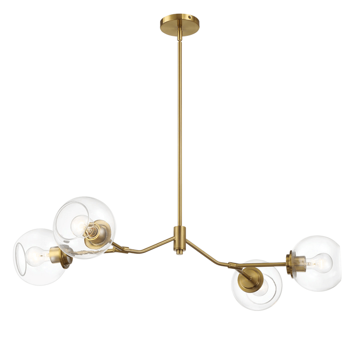 Jewel Four Lights Modern Farmhouse Chandelier Ceiling Hanging Light Fixture For Kitchen Island Dining Room 36"L × 20"W × 7.25"H with Clear Glass.