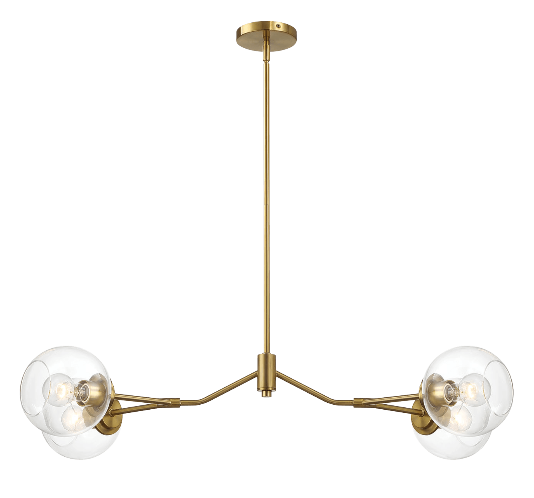 Jewel Four Lights Modern Farmhouse Chandelier Ceiling Hanging Light Fixture For Kitchen Island Dining Room 36"L × 20"W × 7.25"H with Clear Glass.