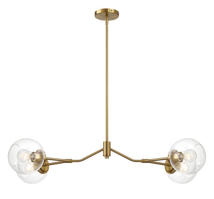 Jewel Four Lights Modern Farmhouse Chandelier Ceiling Hanging Light Fixture For Kitchen Island Dining Room 36"L × 20"W × 7.25"H with Clear Glass.