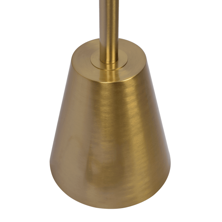 Lumina Brassed Gold Floor Lamp with Rotary Switch Triple Spots Metal Cone Base.