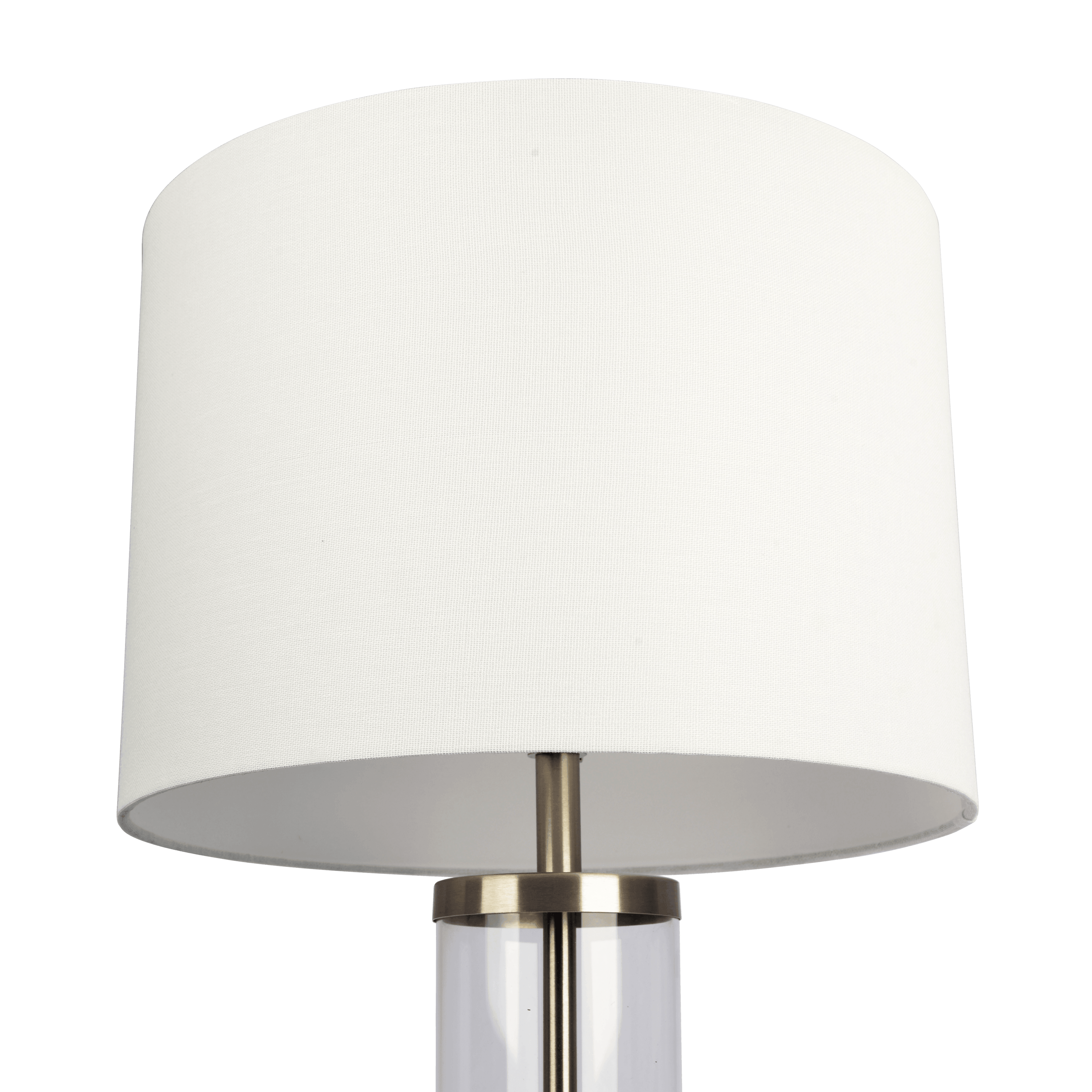 Luna Brushed Nickel Table Lamp with On/Off Switch Clear Glass Body  Metal Base.