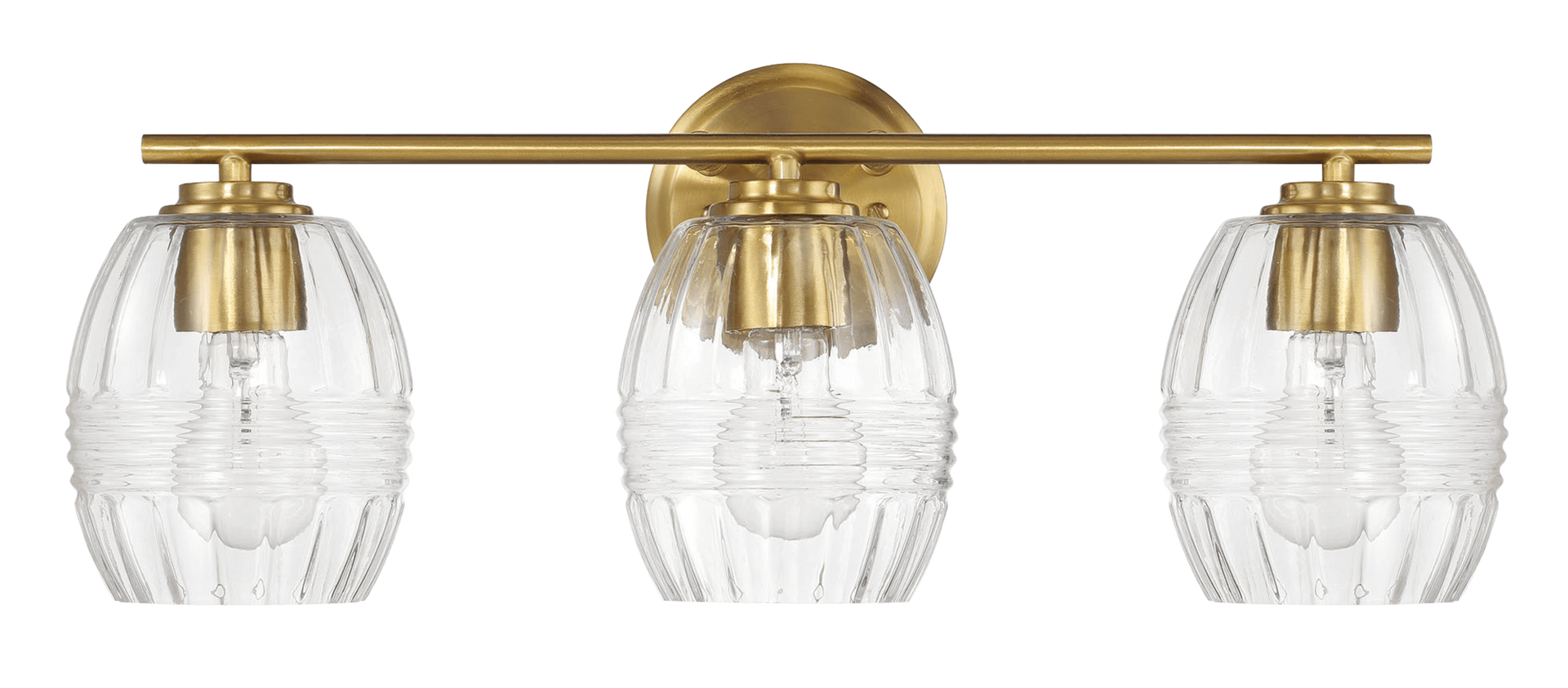 Luster Three Lights Vanity With Clear Glass for Bathrooms above Mirror  Wall Lamp - Satin Brass.