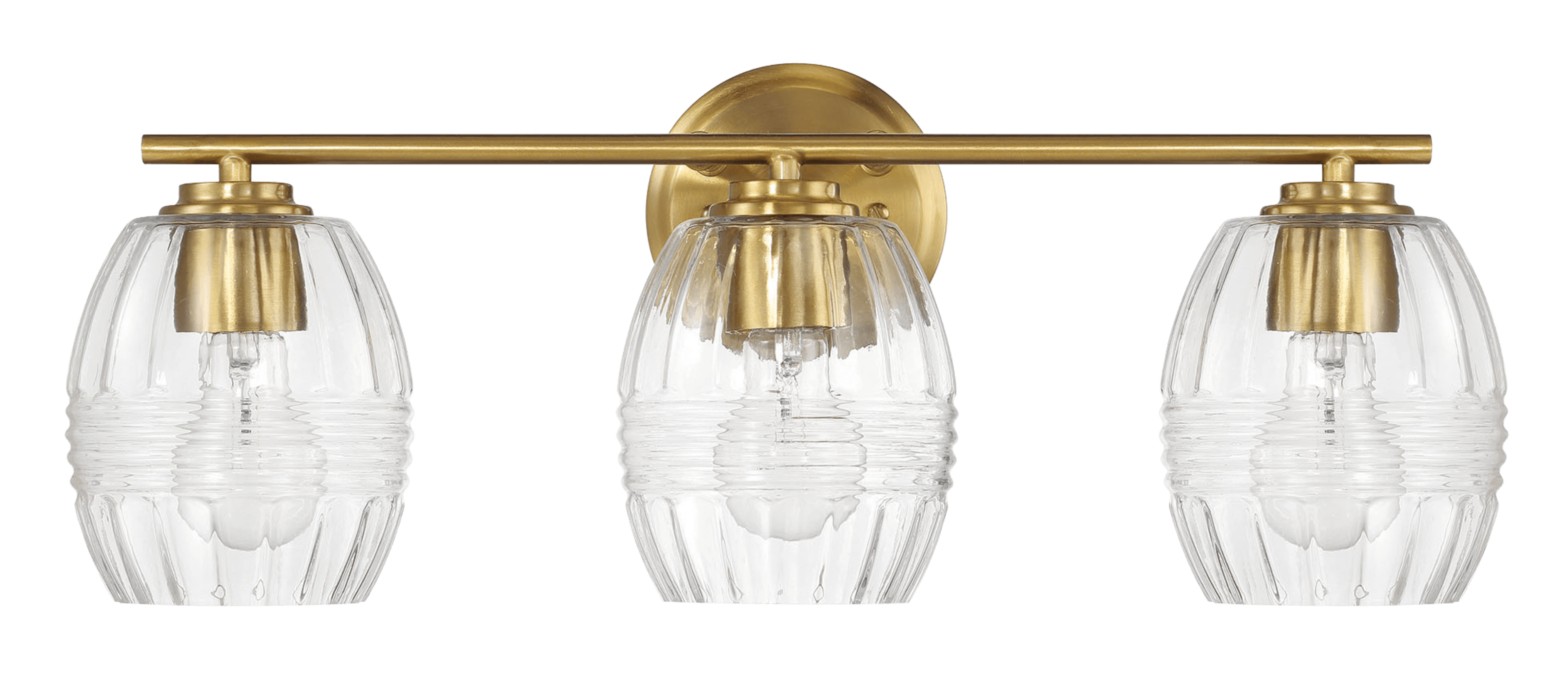 Luster Three Lights Vanity With Clear Glass for Bathrooms above Mirror  Wall Lamp - Satin Brass.