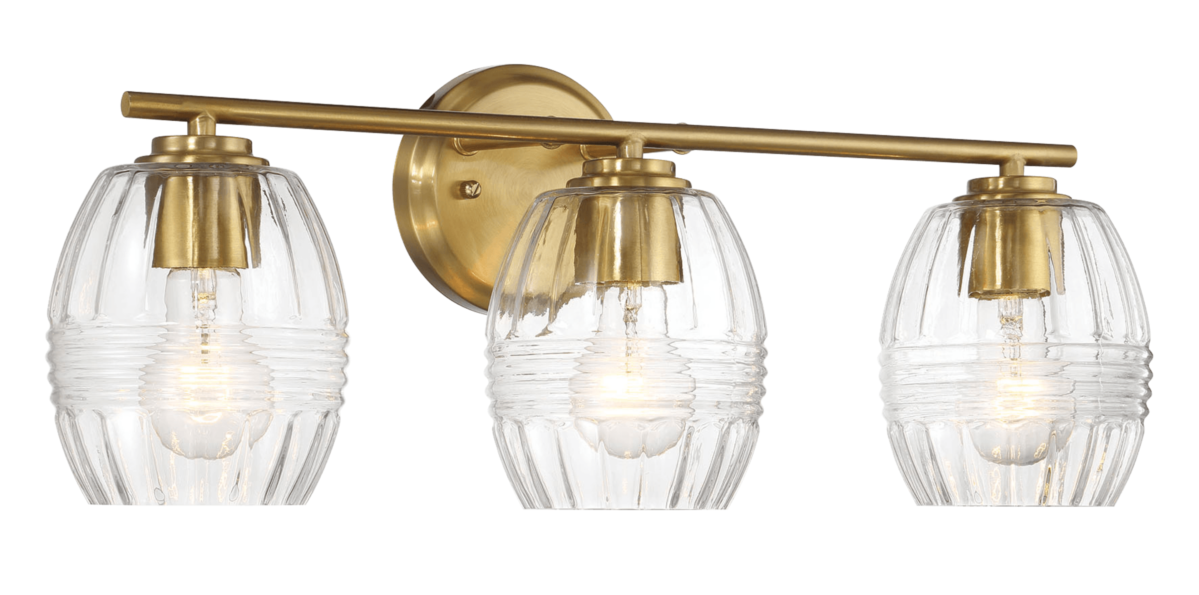 Luster Three Lights Vanity With Clear Glass for Bathrooms above Mirror  Wall Lamp - Satin Brass.