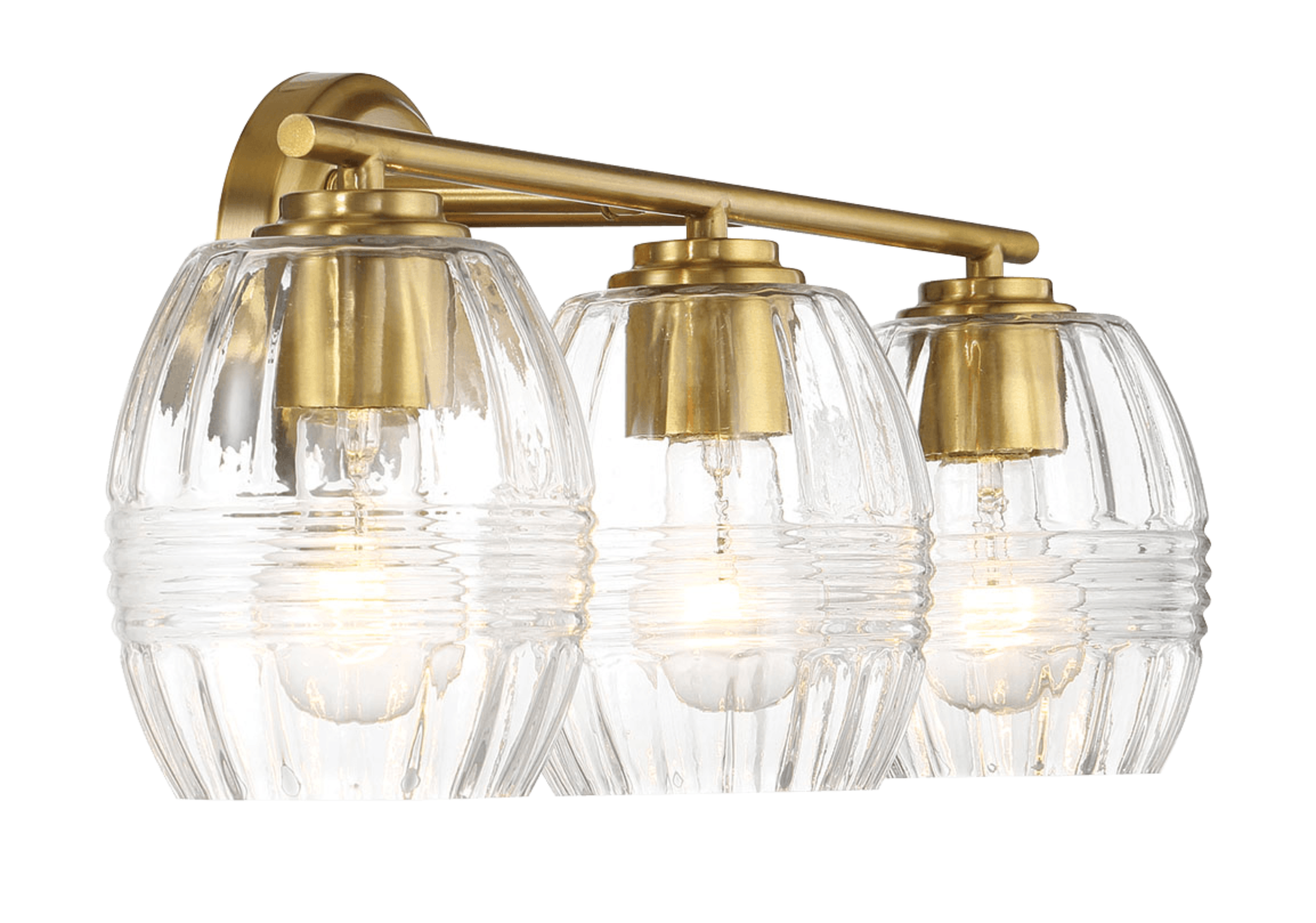 Luster Three Lights Vanity With Clear Glass for Bathrooms above Mirror  Wall Lamp - Satin Brass.