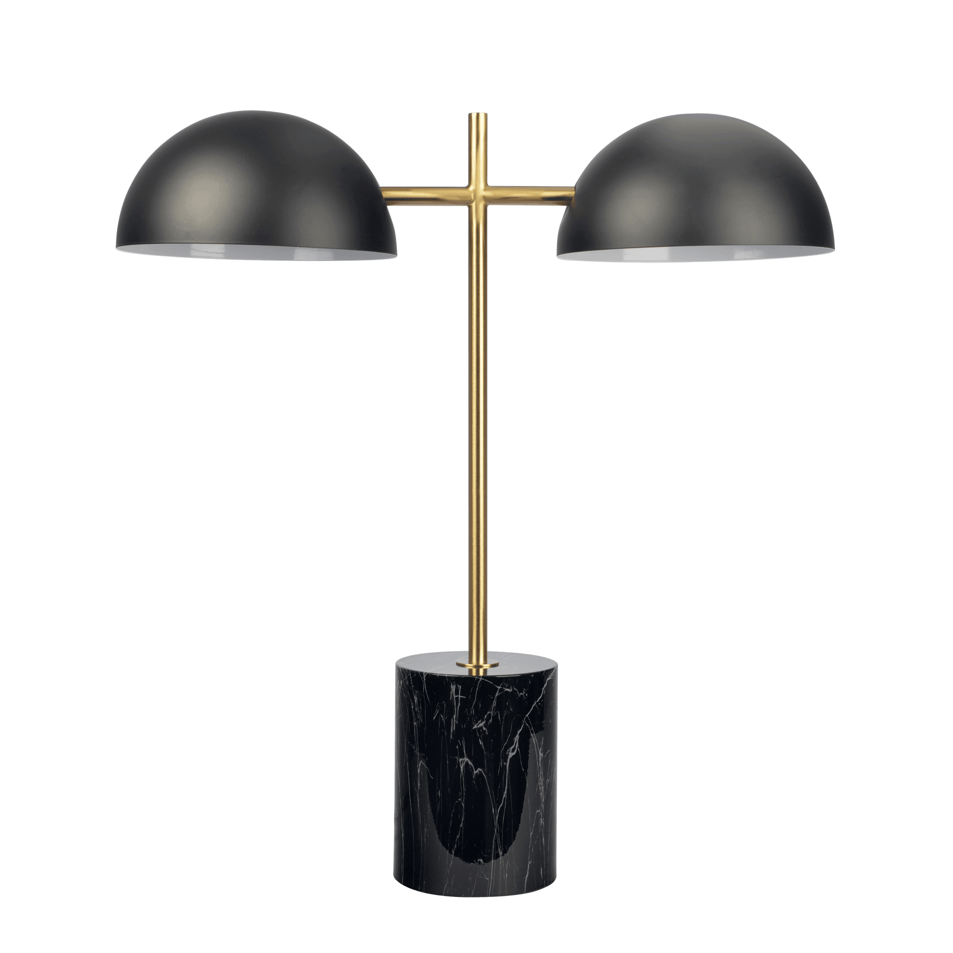 Nova Hydro Black Table Lamp with On/Off Switch Double Lamp with Faux Marble Base.