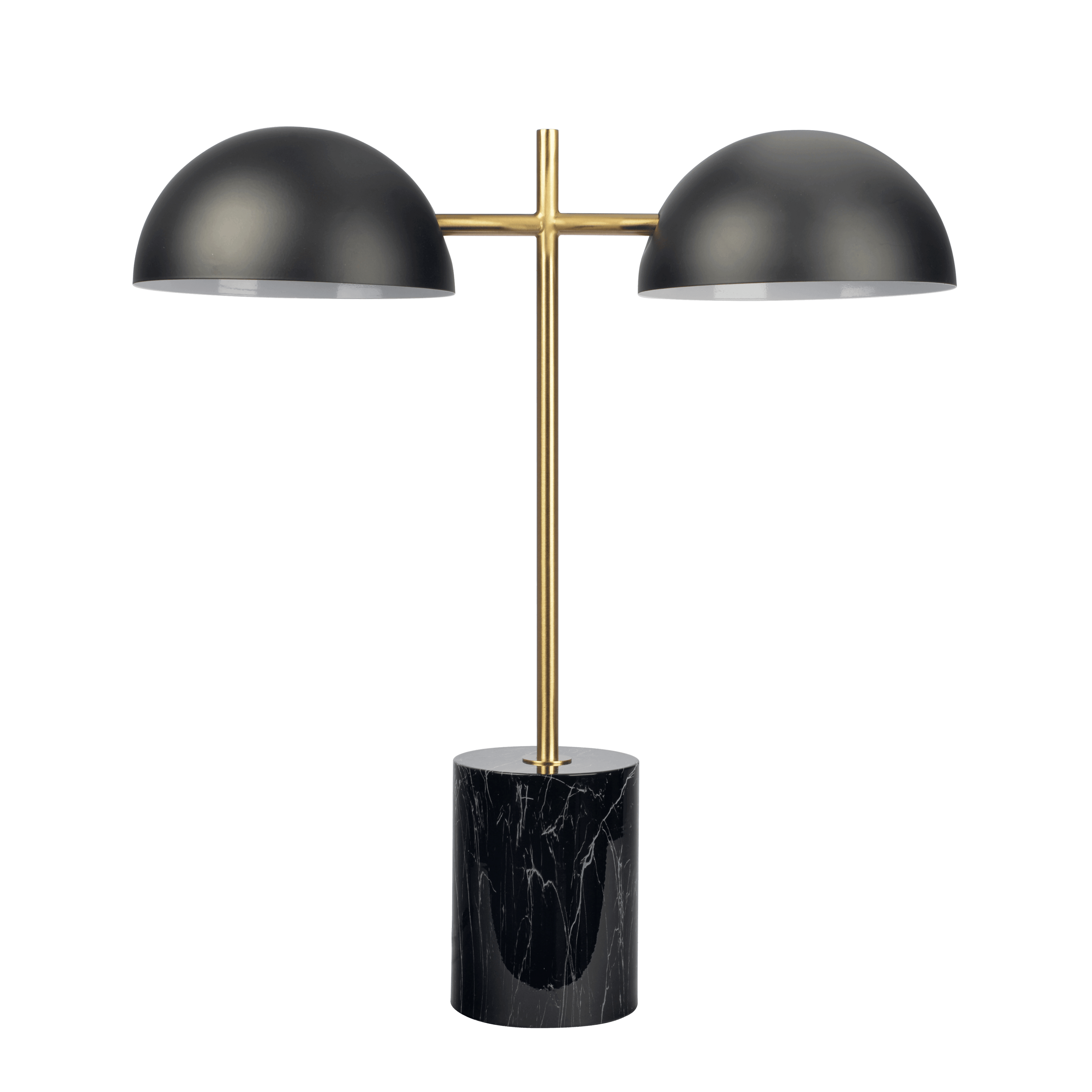 Nova Hydro Black Table Lamp with On/Off Switch Double Lamp with Faux Marble Base.