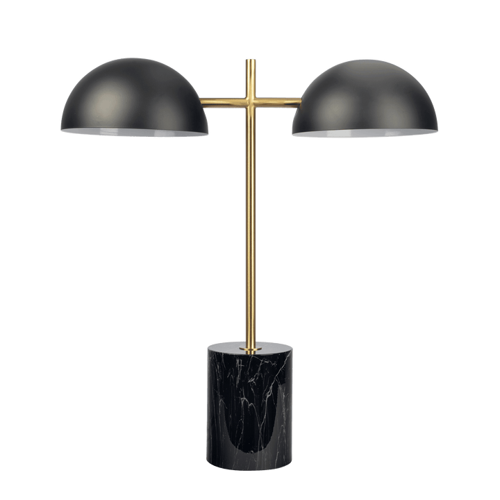 Nova Hydro Black Table Lamp with On/Off Switch Double Lamp with Faux Marble Base.