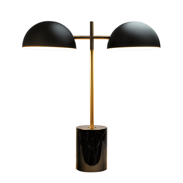 Nova Hydro Black Table Lamp with On/Off Switch Double Lamp with Faux Marble Base.