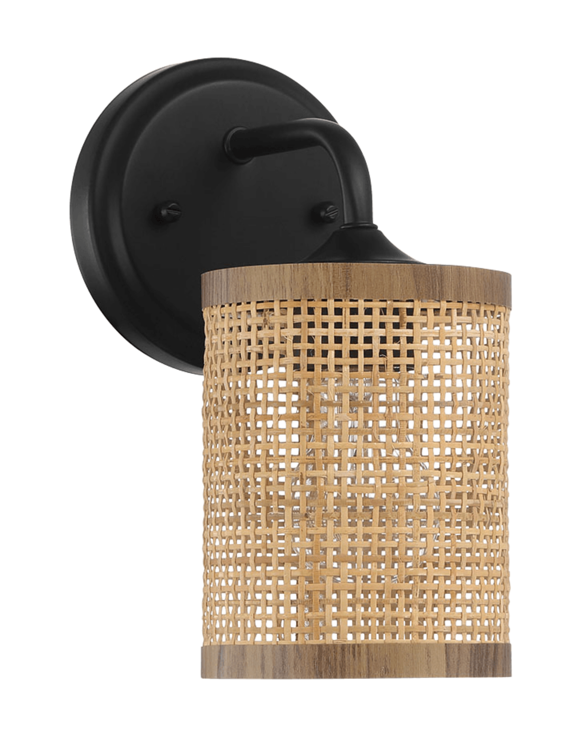 Reef Single Lights Wall Sconce With Natural Rattan Shade Rustic Wicker Wall Light.