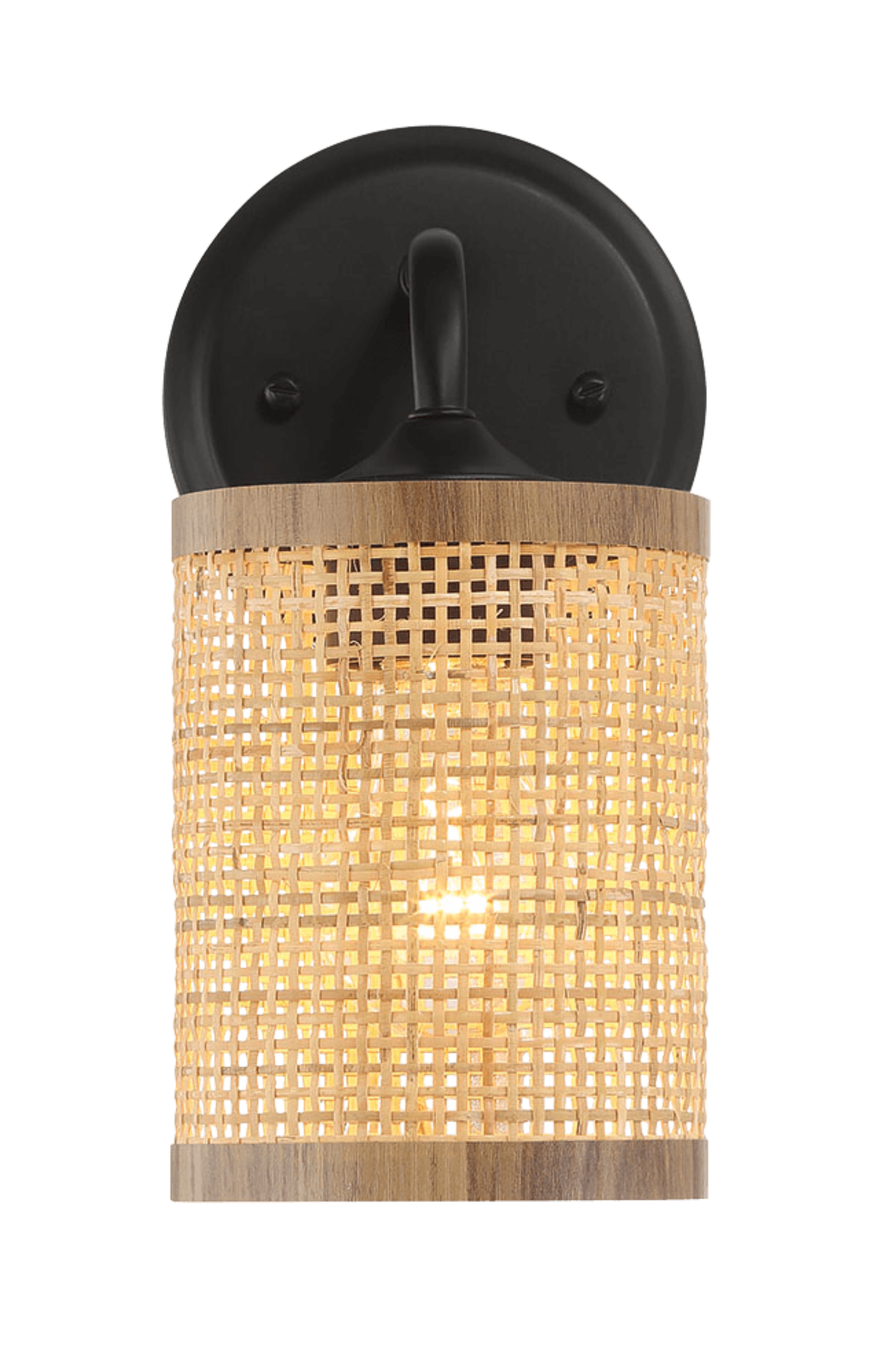 Reef Single Lights Wall Sconce With Natural Rattan Shade Rustic Wicker Wall Light.