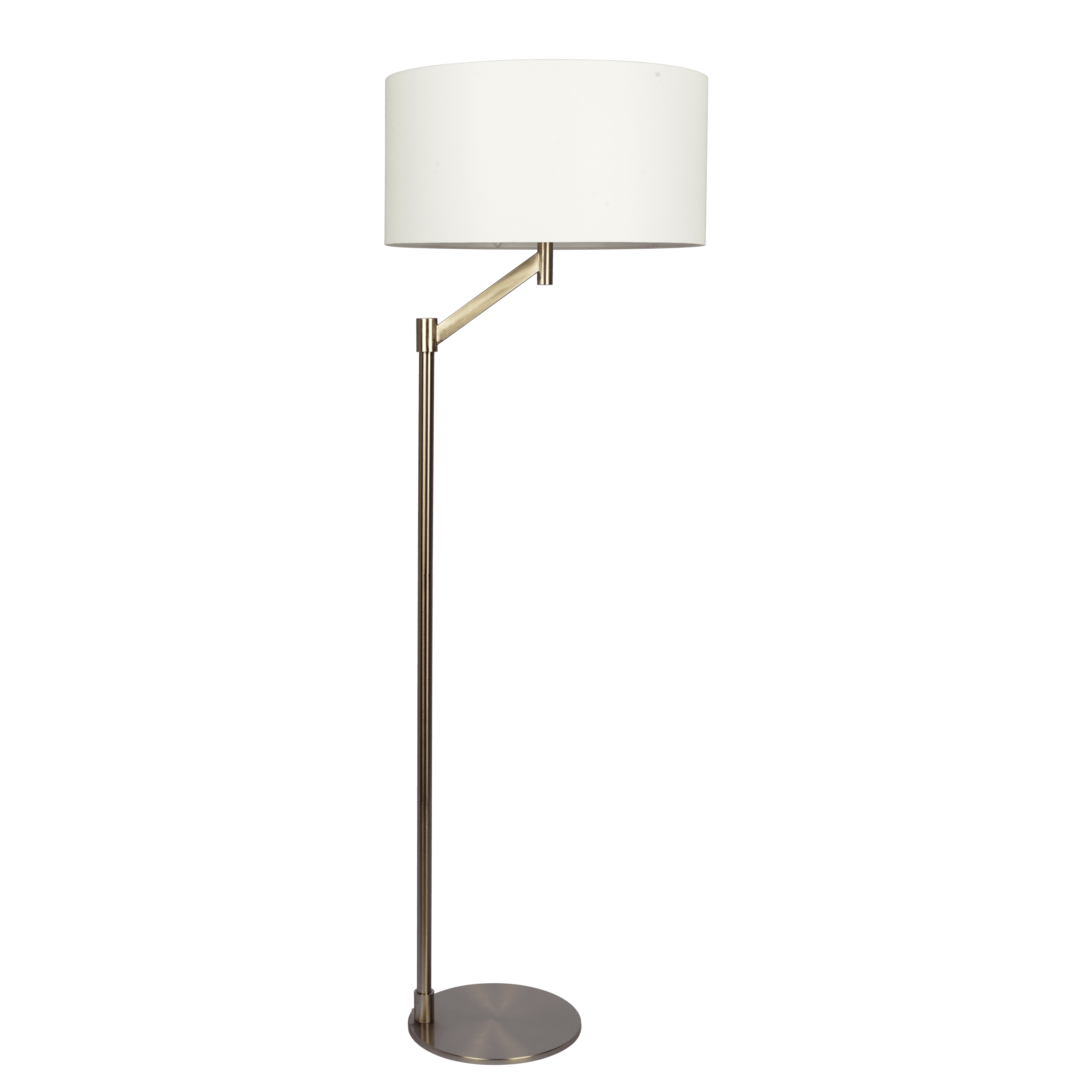 Serene Brushed Nickel Floor Lamp with Rotary Switch Metal Base White Linen Shade.