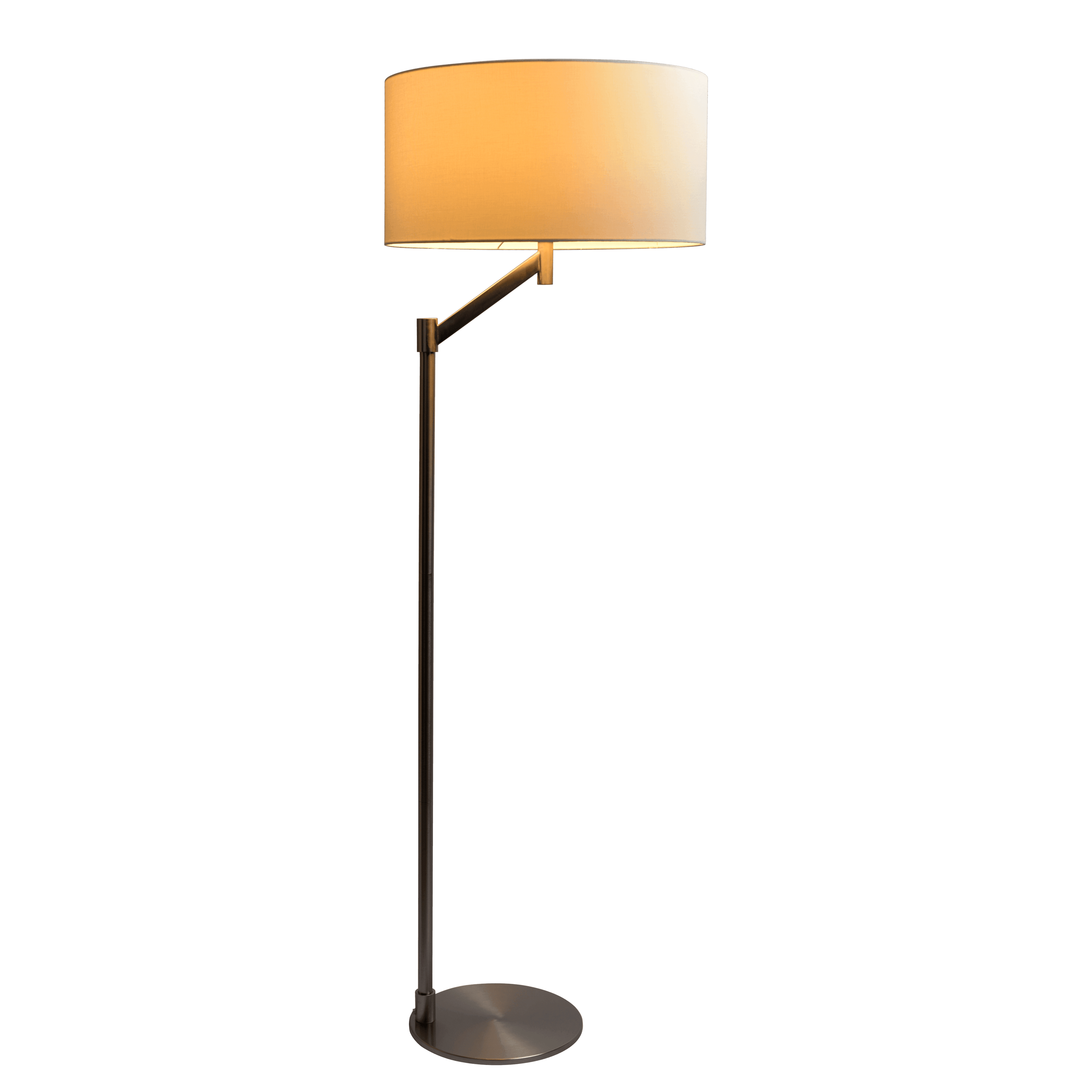 Serene Brushed Nickel Floor Lamp with Rotary Switch Metal Base White Linen Shade.