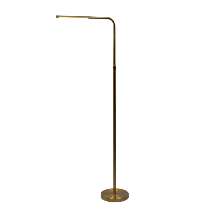 Verve Brassed Gold Floor Lamp with On/Off Switch Adjustable Led Round Base.