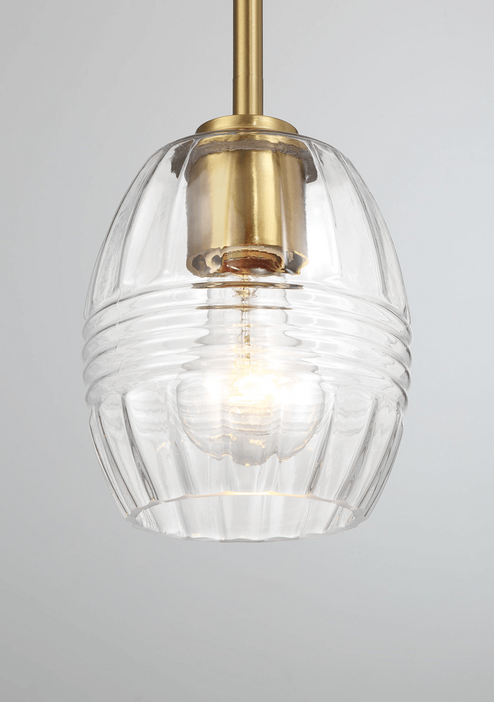 Vista Single Pendant Chain Hanging Light with Clear Glass - Satin Brass.