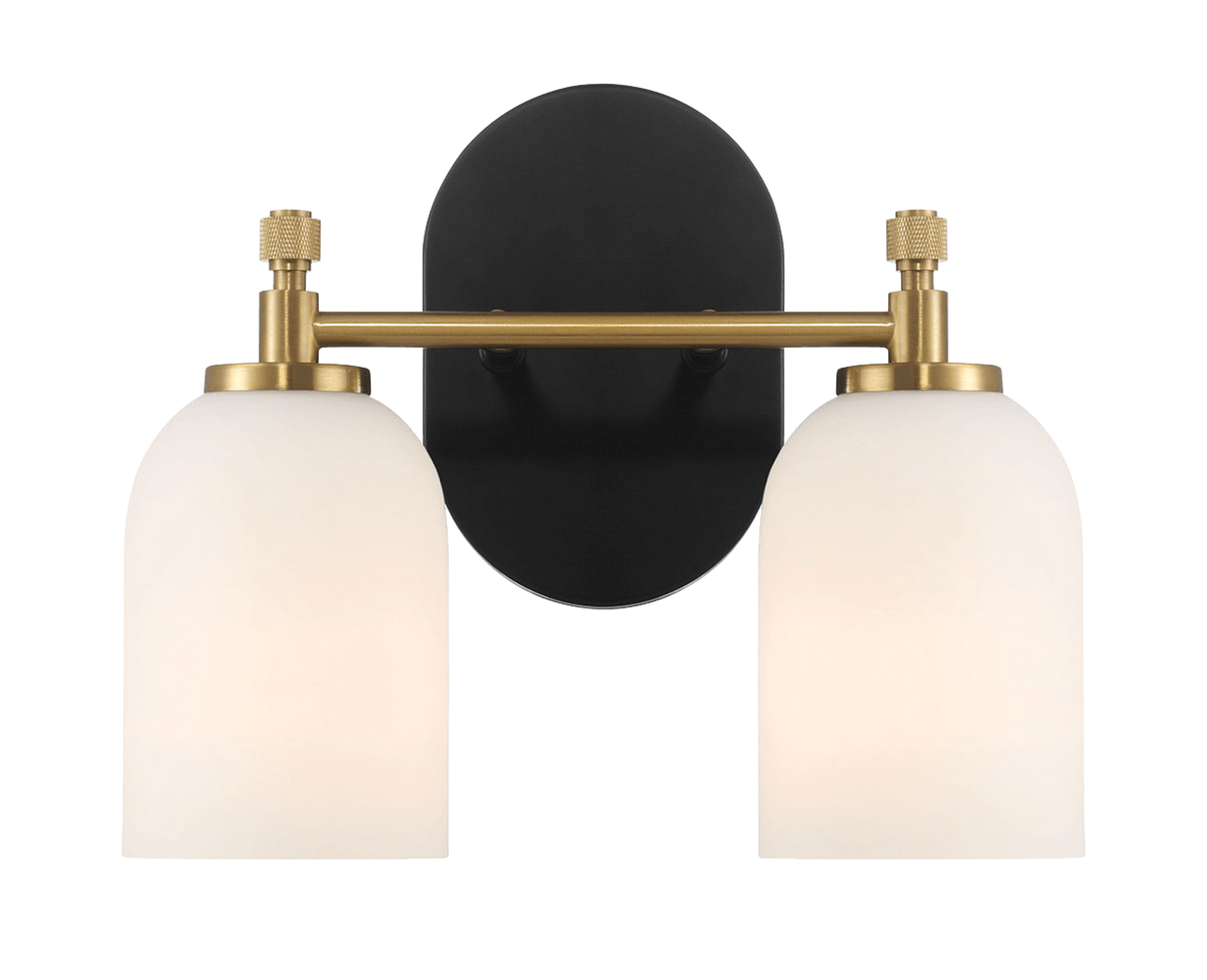 Vortex Two Lights Vanity in Traditional Style for Over Bathroom Mirror Wall Sconce 12.25"W × 10.125"H × 5.5"E With White Frosted Glass.