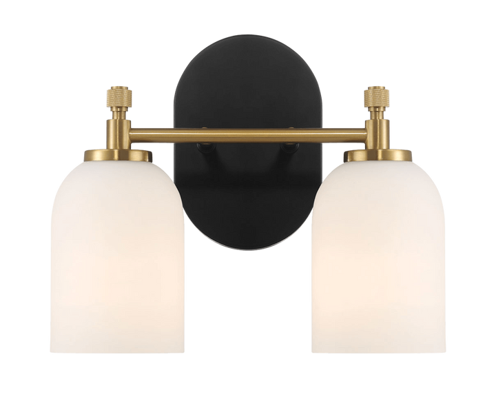 Vortex Two Lights Vanity in Traditional Style for Over Bathroom Mirror Wall Sconce 12.25"W × 10.125"H × 5.5"E With White Frosted Glass.