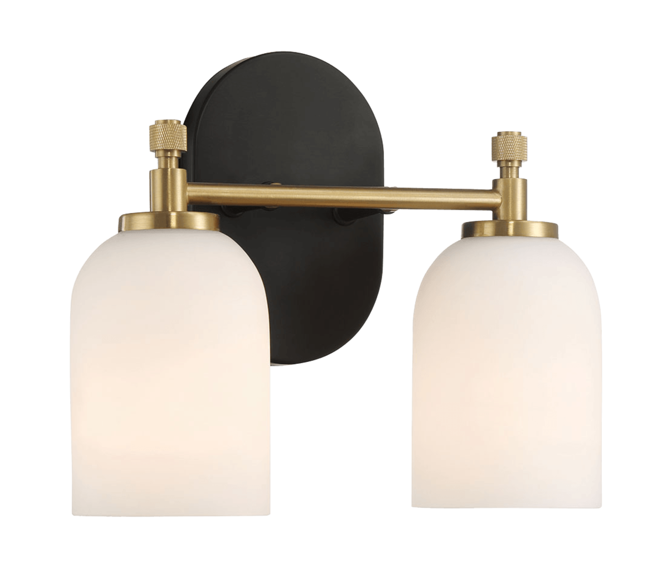 Vortex Two Lights Vanity in Traditional Style for Over Bathroom Mirror Wall Sconce 12.25"W × 10.125"H × 5.5"E With White Frosted Glass.