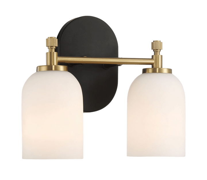 Vortex Two Lights Vanity in Traditional Style for Over Bathroom Mirror Wall Sconce 12.25"W × 10.125"H × 5.5"E With White Frosted Glass.