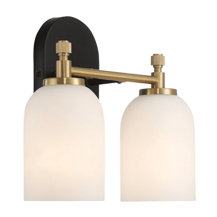 Vortex Two Lights Vanity in Traditional Style for Over Bathroom Mirror Wall Sconce 12.25"W × 10.125"H × 5.5"E With White Frosted Glass.