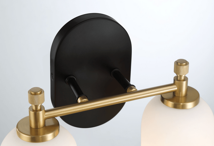 Vortex Two Lights Vanity in Traditional Style for Over Bathroom Mirror Wall Sconce 12.25"W × 10.125"H × 5.5"E With White Frosted Glass.