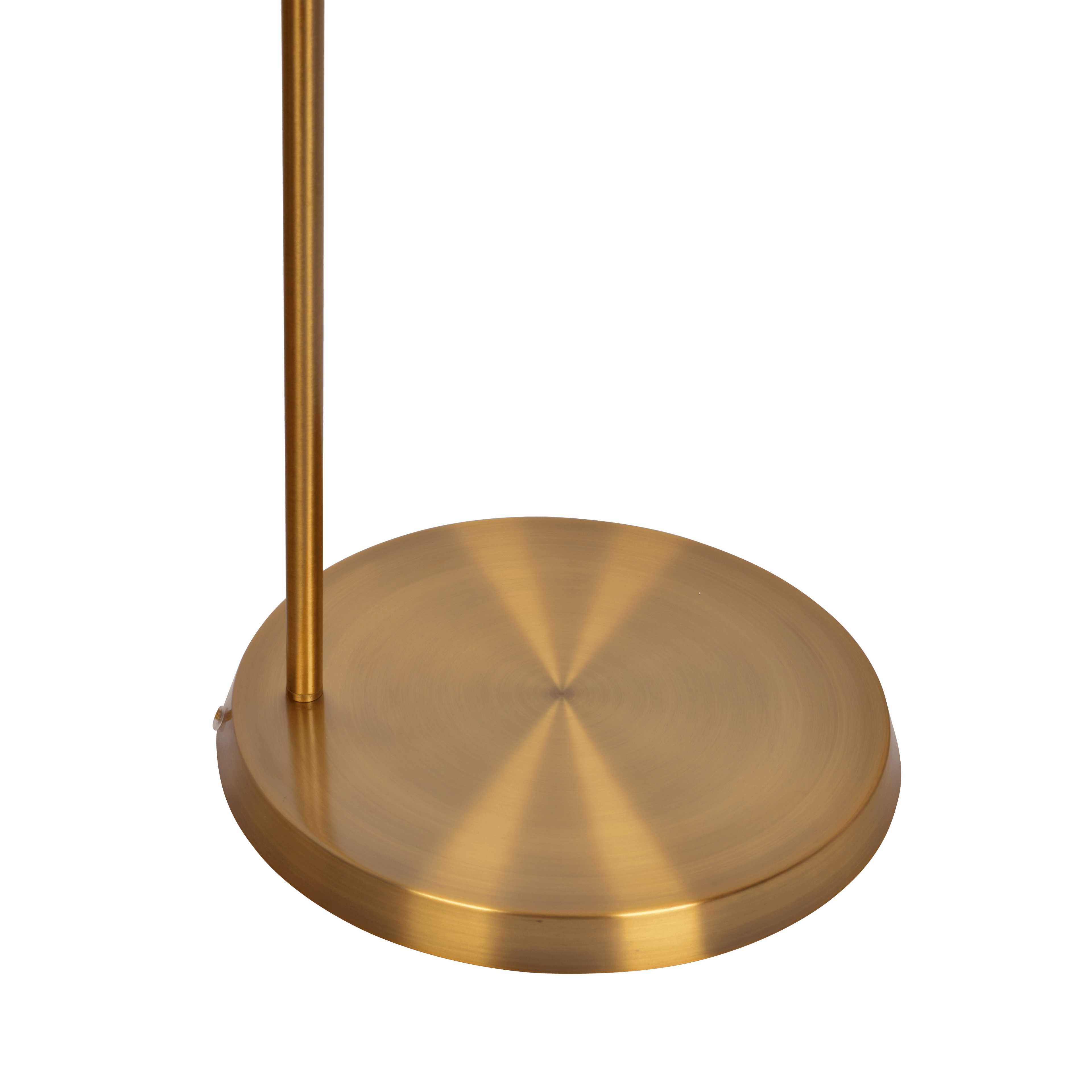 Zenith Offset Brass Base Floor Lamp with Drum-shaped Linen Shade.