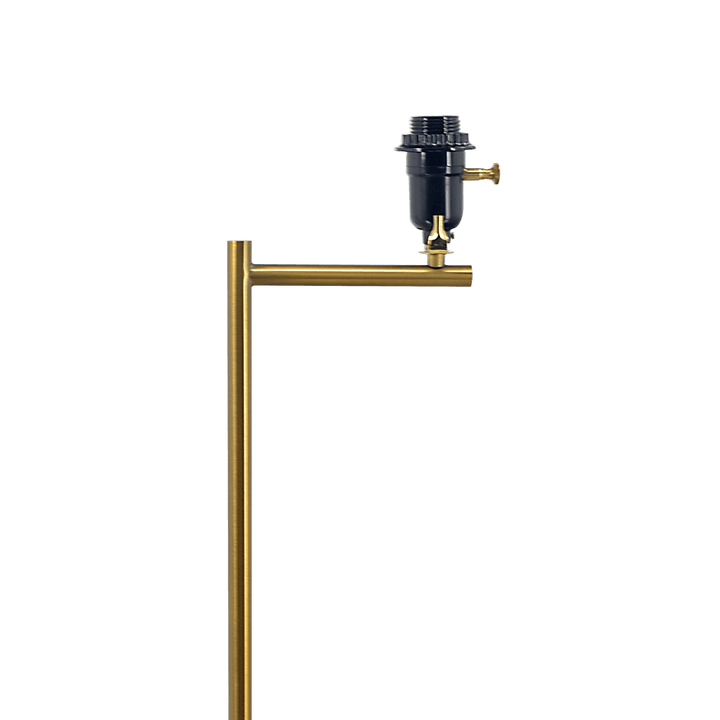 Zenith Offset Brass Base Floor Lamp with Drum-shaped Linen Shade.